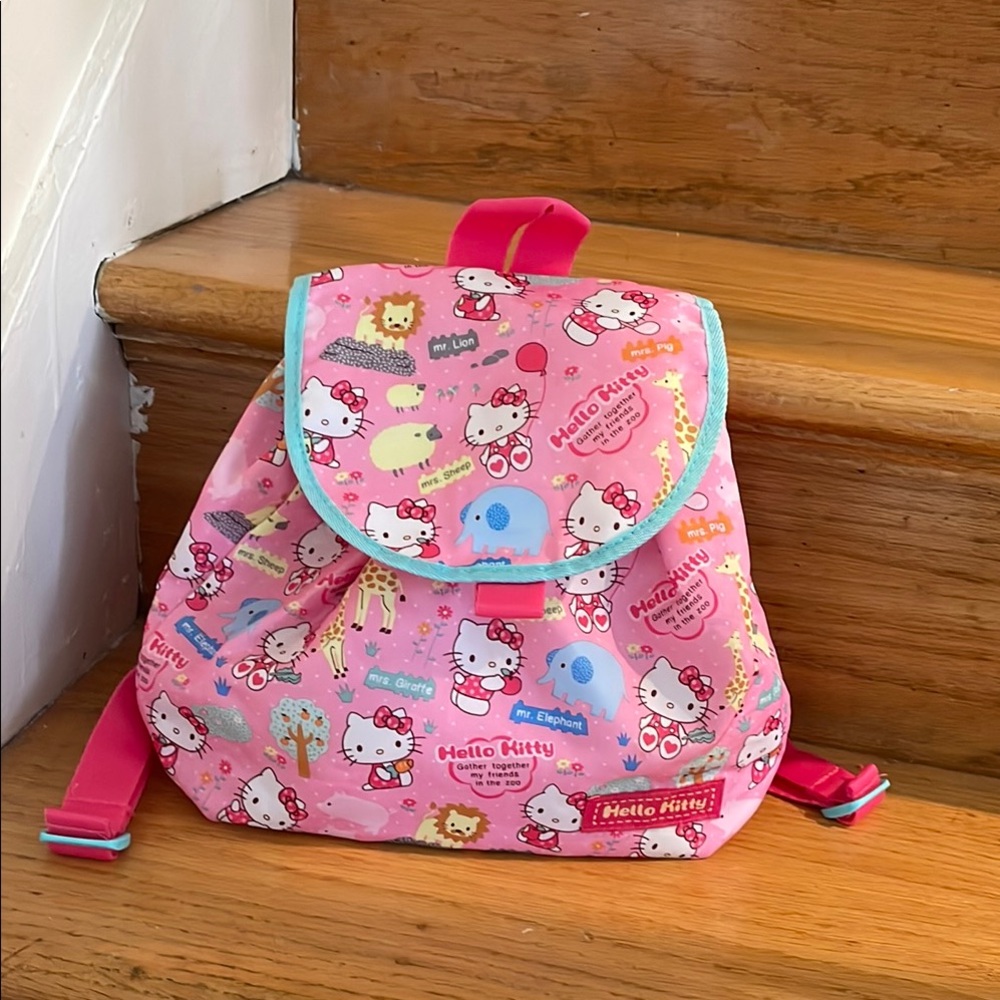 Hello Kitty Pink and Blue Patterned Backpack